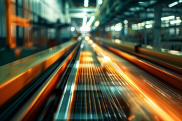 Fototapeta na wymiar Transportation line conveyor roller in motion