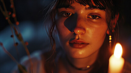 Candle's light is projected like an anamorphic lens flare