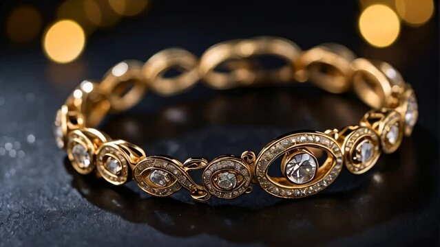 chic gold bracelet on a dark background