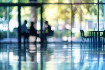 A group of people are sitting in a room with chairs and tables by AI generated image