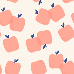 Seamless pattern with Red apples. Vector