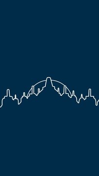 Happy Vesak Day Line Art Style With Borobudur And Buddha Portrait Loop