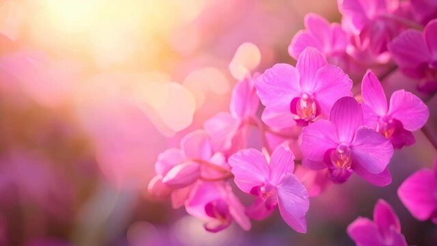 Close-up of pink orchid flowers with blurred background