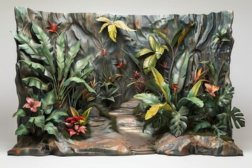 Fototapeta premium A lush forest canopy. the dense greenery unfolds in layers of texture and color. Generative AI