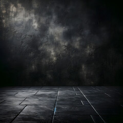 vintage ambiance with a scene featuring a black wall texture and a dark concrete floor