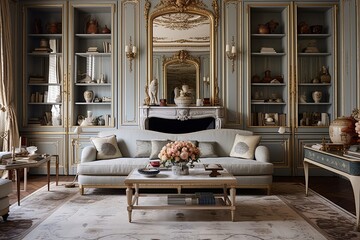 Parisian Chic: Luxurious Living in Elegant Apartment Decor Inspirations - obrazy, fototapety, plakaty