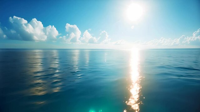 The sun shines on the vast ocean