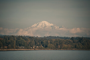 Mount Baker view from White Rock town British Columbia Canada