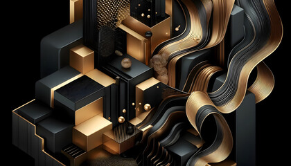 abstract wallpaper featuring a sophisticated combination of dark golden and black tones