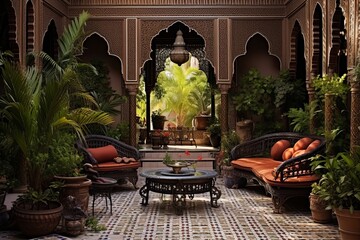 Wrought Iron Elegance: Exquisite Moroccan Courtyard Designs with Classic Touches