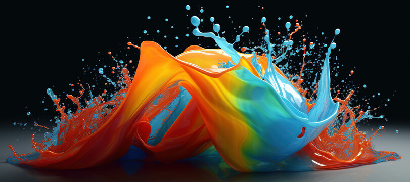 colorful watercolor ink splashes, paint 206
