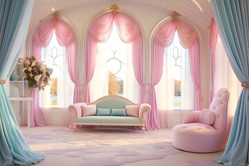 Pastel Princess: Dreamy Fairytale Bedroom Decor with Window Treatments