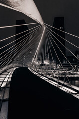 Fotografía del Puente de Calatrava / Zubizuri, en Bilbao, al anochecer, en hora azul. Fotografía...