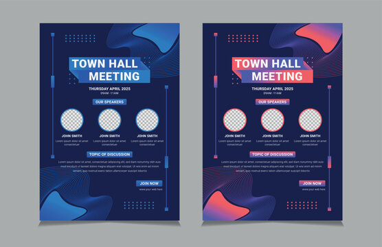 Town Hall Meeting Flyer Templates, vector illustration eps 10