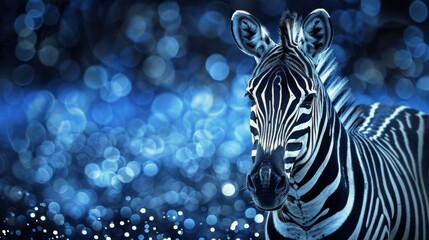 Fototapeta premium Zebra Stands Before Blurry Background