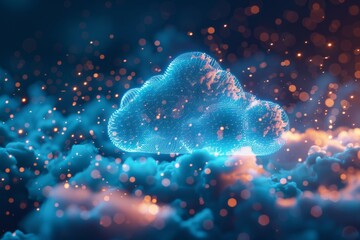 Close-up on the core components of a hybrid cloud environment, illustrating the technology's complexity and elegance, with a nod to documentary and editorial photography - obrazy, fototapety, plakaty
