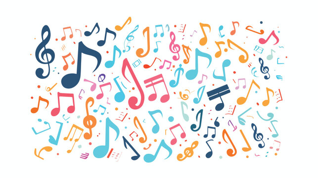Music note with music symbols flat vector 