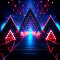 a red and blue neon lights and glowing lines on a black background, Generative AI