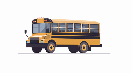 School bus on white background Flat vector is