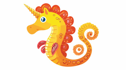 Sea horse Flat vector isolated on white background