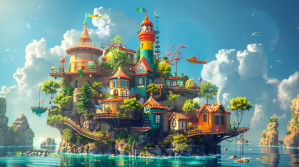 Obraz premium lighthouse in the sea , generative ai