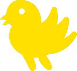 Silhouette of ringing spring sparrow bird. Bright illustration for design of festive spring banner. Flat vector element in thin stroke isolated on white background