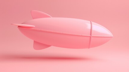 Fototapeta premium 3D pink airship zeppelin dirigible, copy space