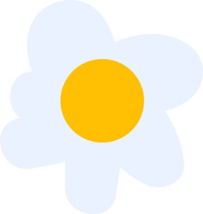 Orange spring flower drawn by child. Bright childish careless illustration for design of festive spring banner. Flat hand drawn vector element isolated on white background