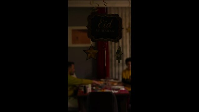  Muslim Family at Traditional Ramadan Iftar Table. Eid al-Fitr Celebrations, Eid Mubarak Concept Video, &Uuml;sk&uuml;dar Istanbul, Turkey (Turkey)