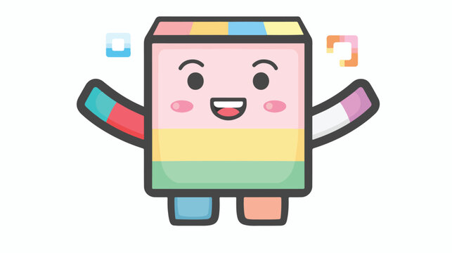 Color happy box archive kawaii with arms Flat vector