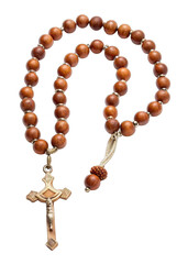 wooden rosary beads isolated on transparent background. png