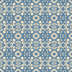 Blue and white watercolor ornament painted with watercolor on paper.