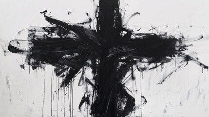 Cross of Expression A Black and White Abstract Artwork Generative AI