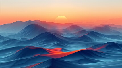 Sunset Over the Mountains A Stunning View of the Sun Rising Over the Hills Generative AI