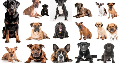 Dogs: Images of dogs of various breeds, sizes, and in different settings.  - obrazy, fototapety, plakaty