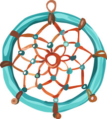 Dream catcher illustration on transparent background.

