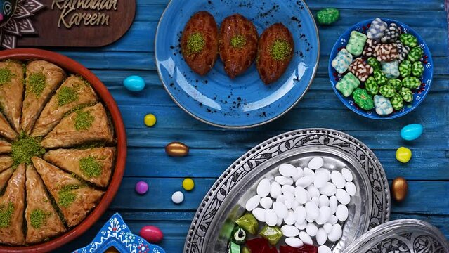 Colorful Candy and Chocolate in the Turkish Desserts, Special Concept Video for Ramadan, &Uuml;sk&uuml;dar Istanbul, Turkiye (Turkey)