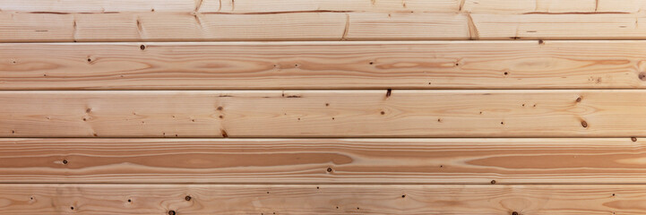 Natural wooden panel panoramic background. Brown wood texture