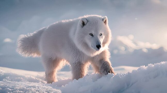 arctic wolf, white wolf in the north pole