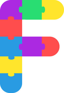 recommend clip art: F Colorful Kids Puzzle Alphabet