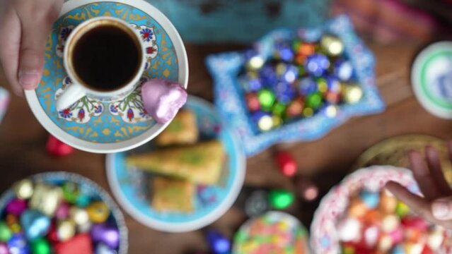 Colorful Candy and Chocolate in the Turkish Desserts, Special Concept Video for Ramadan, &Uuml;sk&uuml;dar Istanbul, Turkiye (Turkey)