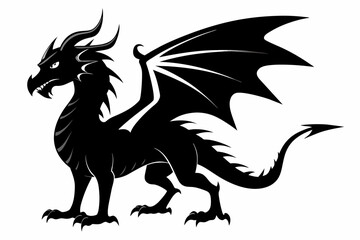 a Dragon silhouette black vector illustration - obrazy, fototapety, plakaty