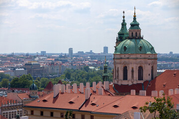 Aerial view of the church of Saint Nicholas in Prague