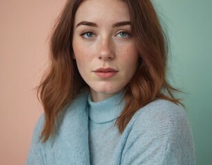 Portrait of young woman with a lot of freckles