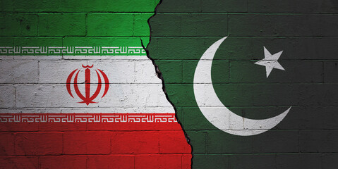 Iran vs Pakistan - Cracked cinder block wall