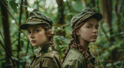 Mujeres militares jóvenes.