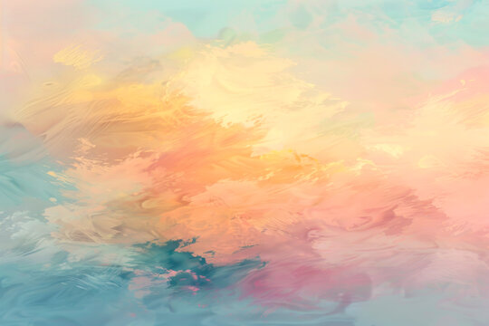 Pintura abstracta de un cielo nublado de colores.