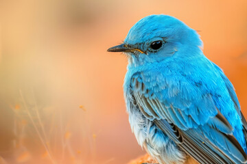 Pequeño pájaro azul captado de cerca. - obrazy, fototapety, plakaty