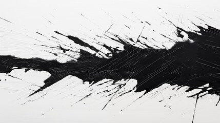 Traces et coups de pinceaux de couleur noir sur un fond de peinture blanche. Brush, motifs, art, artistique. Pour conception et création graphique. 