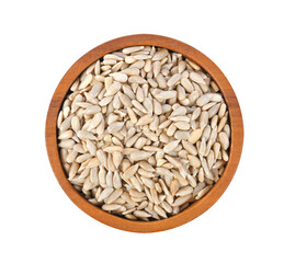 Dry Fruit Sunflower Seeds in wood bowl on transparent png